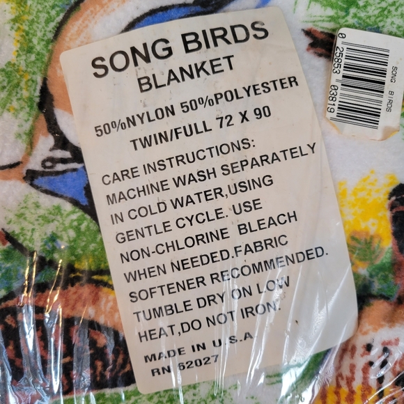 NWT Retro Woodlands Bird Blanket Twin Bedding Nature Theme. VTG Cabin Decor. - Picture 7 of 7
